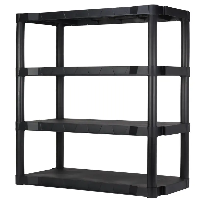 

13.88"D x 30"W x 56.2"H 4 Shelf Plastic Garage Shelves, Black