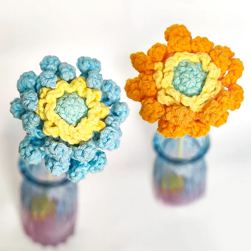 

Crocheted Daisy Simulation Flowers Multiple Colors Photography Props Home Wedding Party Handmade Diy Home Decorations