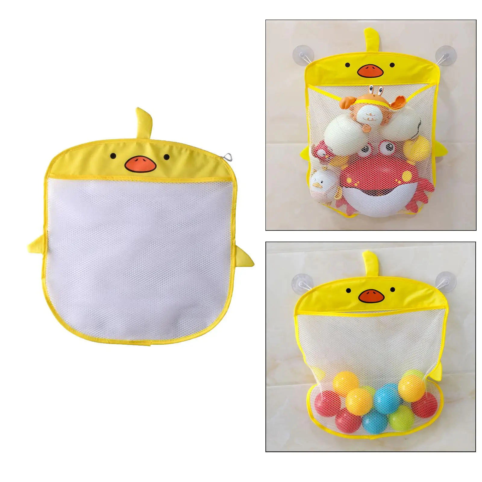 Cartoon Bath Toy Storage Mesh Bag Mesh Beach Bag with Suction Cups Toy Organizer Mesh Bag for Baby Children Kids Boys Girls