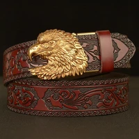 domineering three dimensional eagle head automatic buckle mens belt casual fashion high end real cowhide belt personality belt