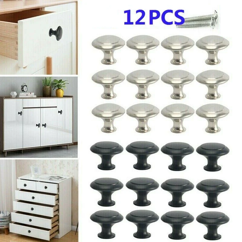 

12Pcs/Set 22mm Stainless Steel Handles Knobs Cupboard Drawer Pull Kitchen Cabinet Door Wardrobe Handles Hardware Accessories