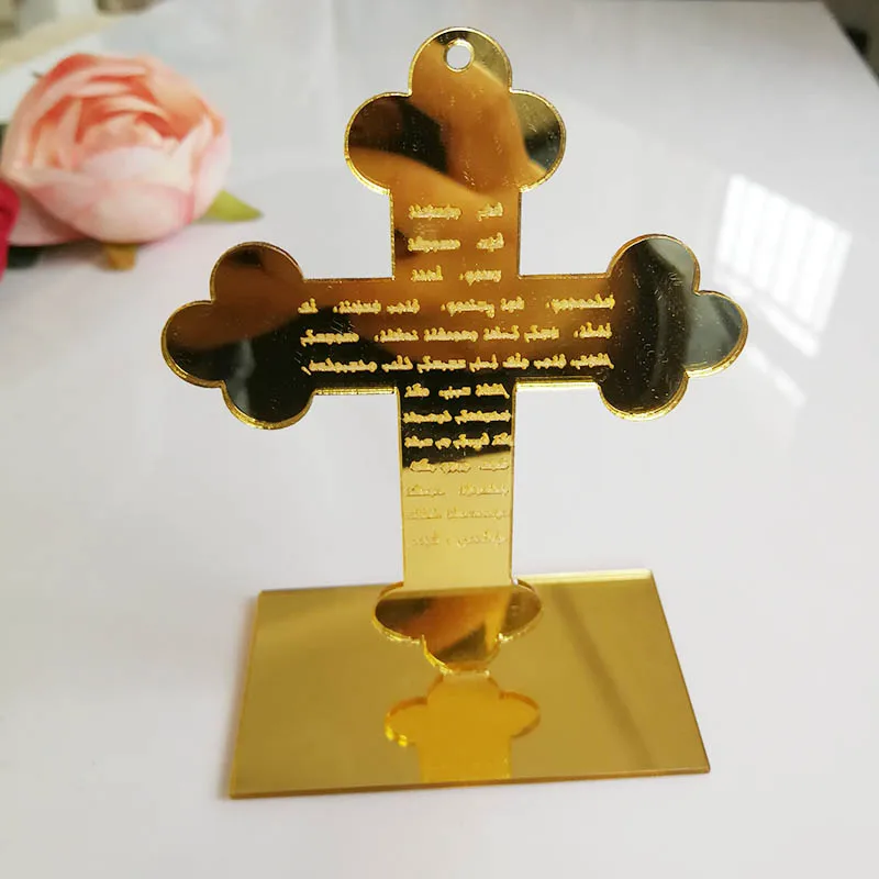 

10 шт. акриловые зеркальные кресты для персонализированного стола, God Bless of The Lord's молитва, Крещение и движение дома