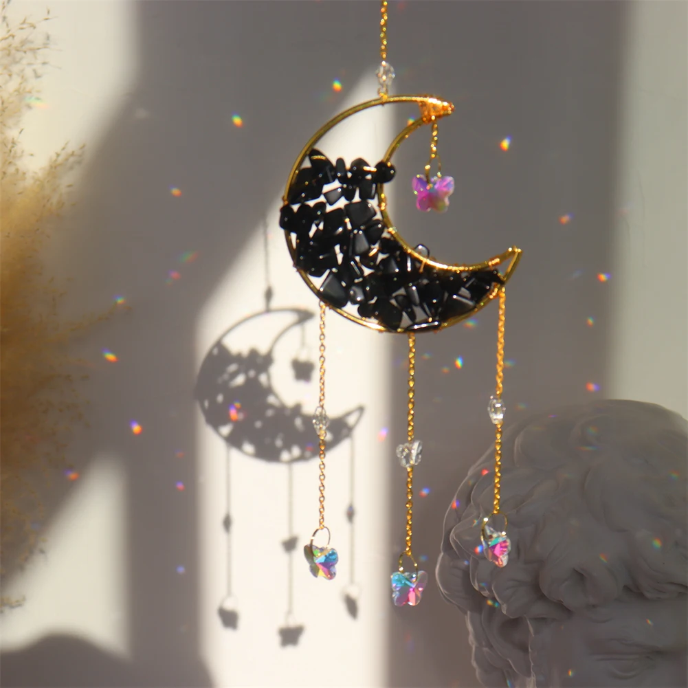 

Natural Stone Wind Chime Crystal Light Durable Hangable Crystal Frame Pendant Car Accessories Window Accessories for Living Room