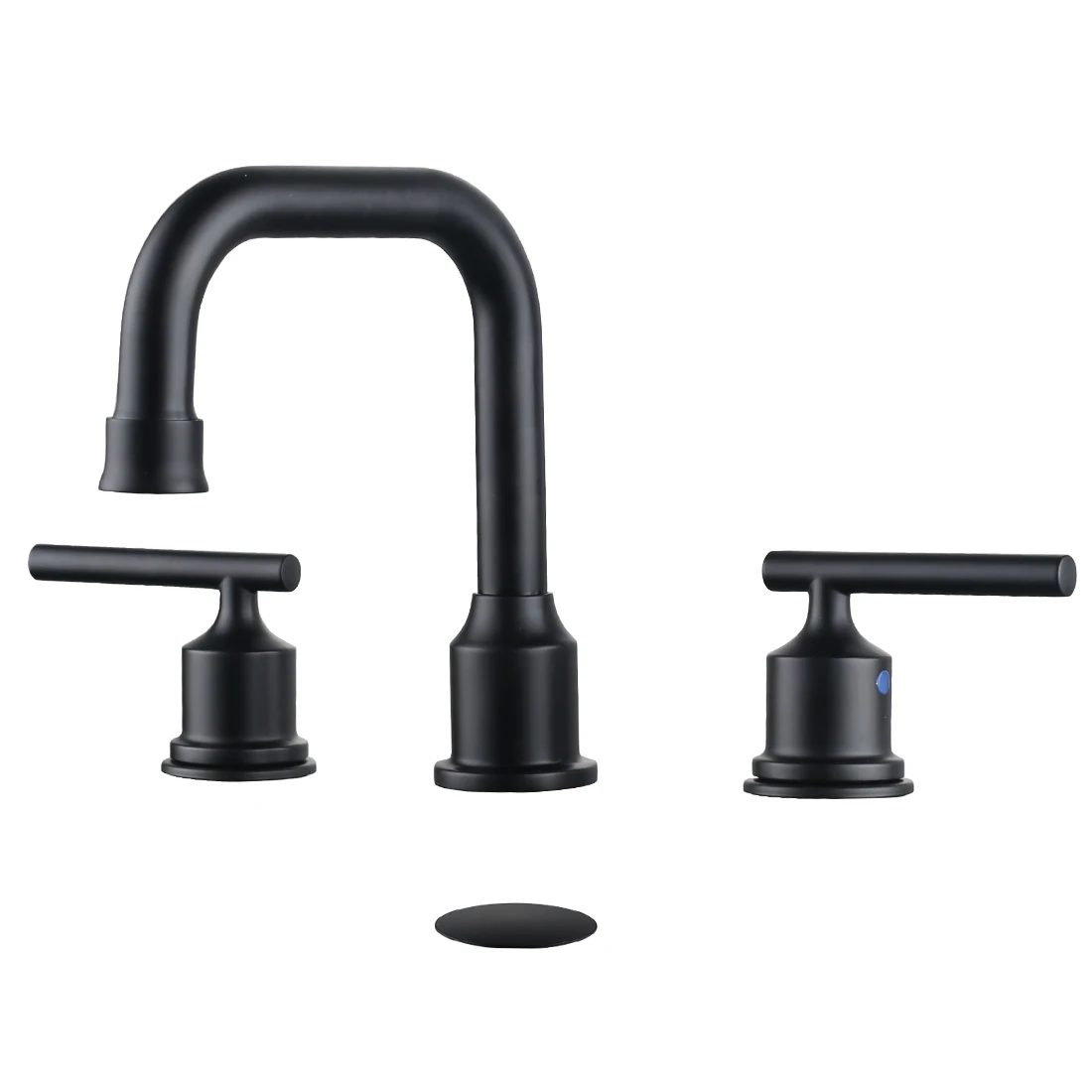 Double Handle Wide 8 Inch Bathroom Faucet Black 3 Piece Wash