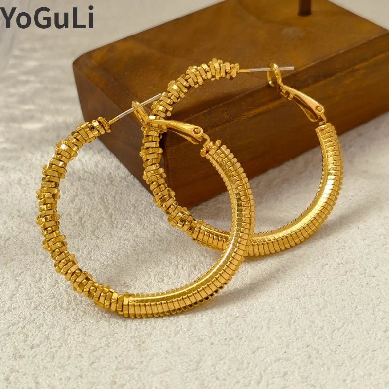 

Fashion Jewelry 925 Silver Needle Personality Gold Color Hoop Earrings For Women Gift High Quality Brass Popular Accessories