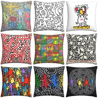 fun geometric abstract graffiti pillowcase harlem full color square pillowcase polyester print sofa cushion cover