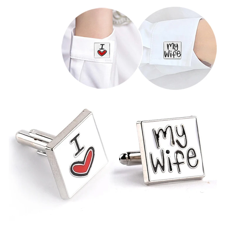

Cufflink For Men I Love My Wife Design Good Husband Cuff Link Men Wedding Shirt Charm Zinc Alloy Cufflinks gemelos Accessories