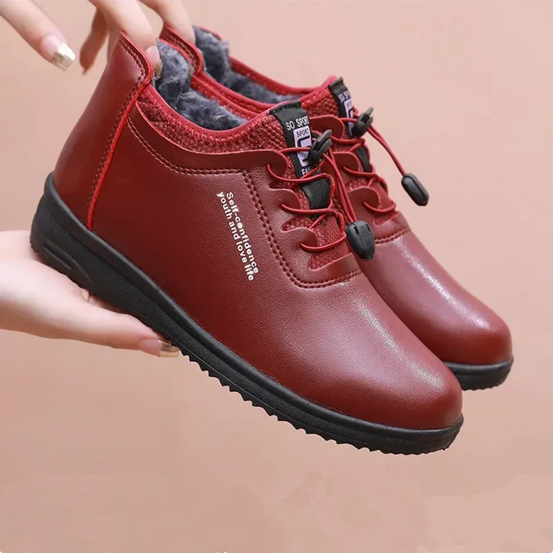 

Женские короткие ботинки размера плюс 41, однотонная Нескользящая зимняя теплая обувь на мягкой подошве, женская повседневная обувь из плюша, женские ботильоны