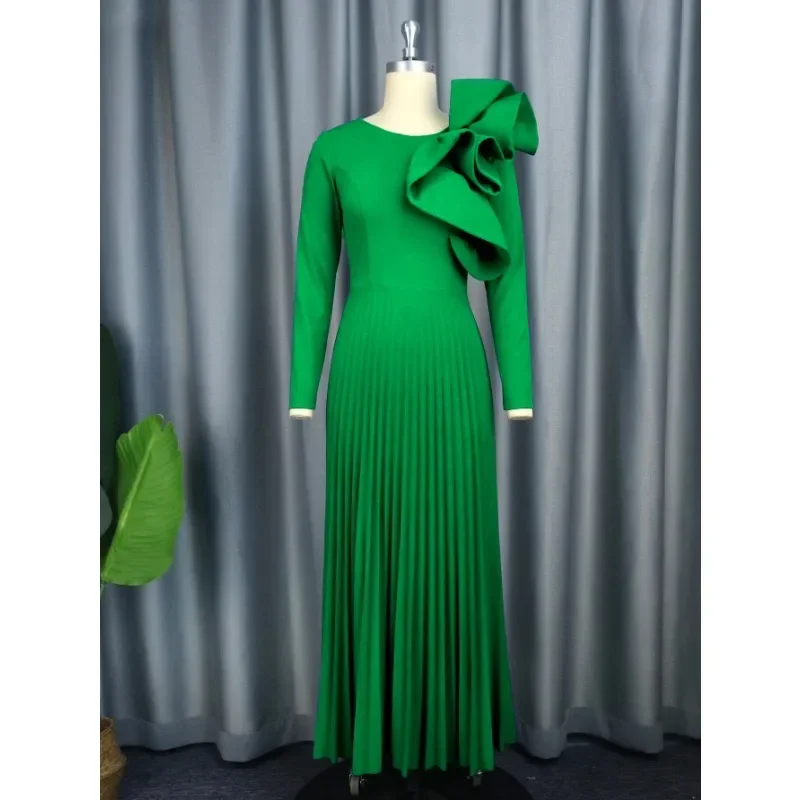 Новинка 2023 года женское винтажное платье с аппликацией скромное плиссированное