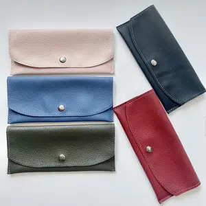 Women Genuine Leather Wallet Long Soft Coin Purse Money Clip Card Bag Clutch Large Button Luxury Cowhide New Fashion Wholesale