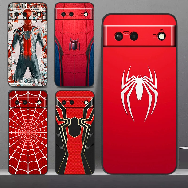 

Marvel spider man Phone Case For Google Pixel 7 6 Pro 6A 5A 5 4 4A XL 5G Black Shockproof Silicone TPU Cover