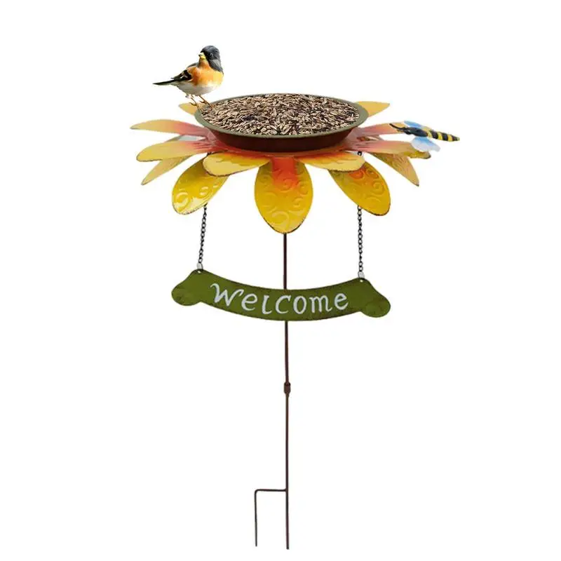 

Sunflower Stake Bird Feeder Sunflower Tray Feeder For Wild Birds Sunflower Bird Outdoor Feeder Garden Decor Stake Wild Bird