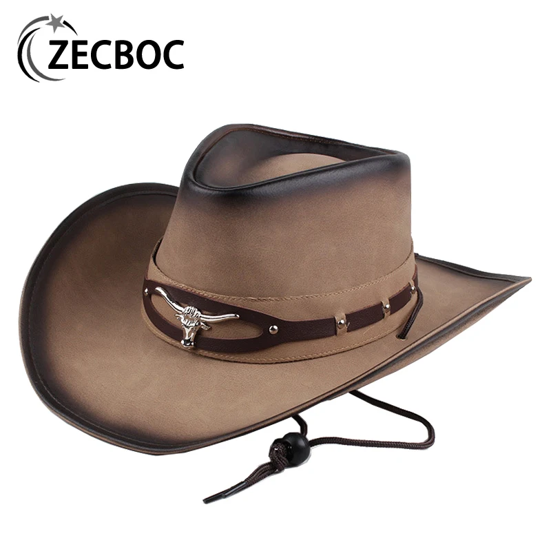100% Leather Western Cowboy Hat For Men 