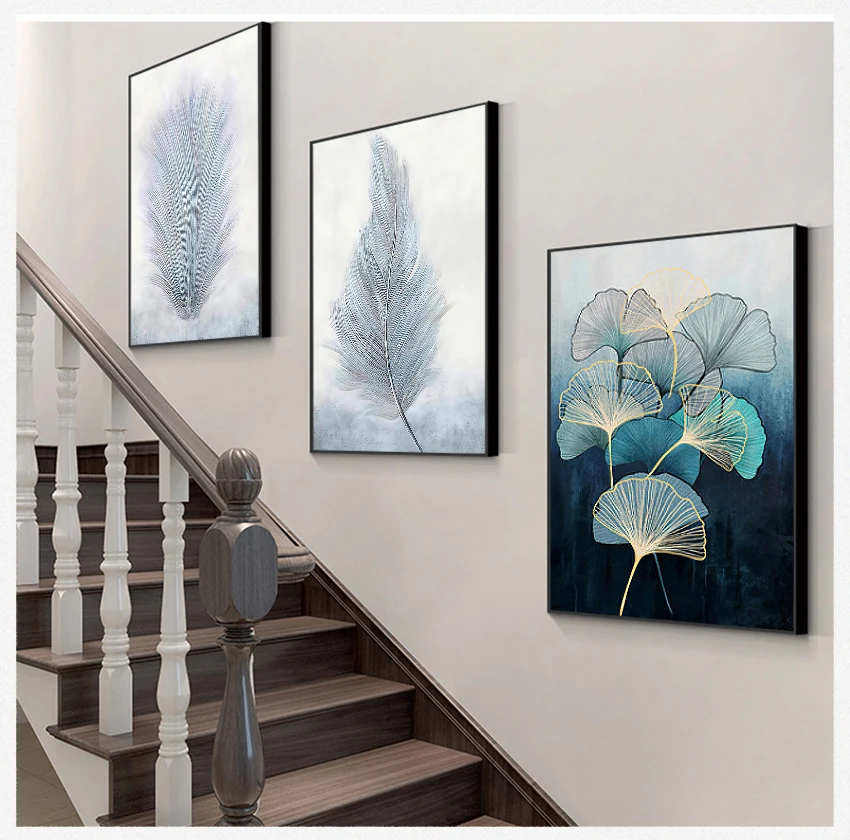 

Настенные картины с принтом листьев, декоративная картина для гостиной, домашний декор, абстрактные перья, растения, холст, Постер в скандинавском стиле