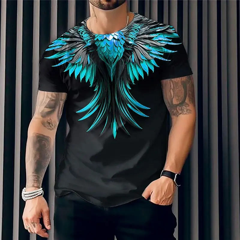 

Animal T-Shirts For Men 3d Bird Feather Printed Men'S Clothing Street Casual Short Sleeved New Tops Tees Loose Oversized Tshirts