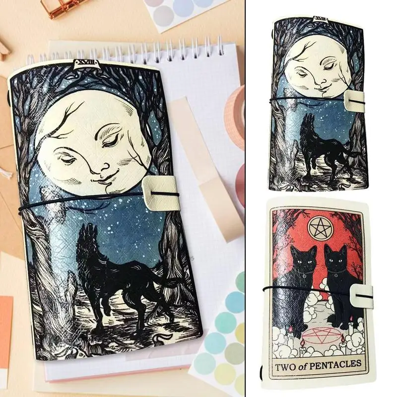 

Школьные принадлежности для путешественника, портативный журнал из искусственной кожи, альбом для зарисовок A5, портативный блокнот темного цвета с рисунком кошки