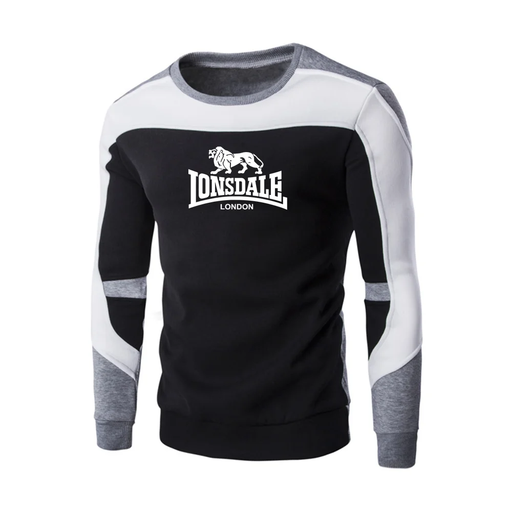 

2022 Spring Autumn New LONSDALE Letter Printing Men's Stitching Round Neck All-match Street Fashion Men's Personality Leisure