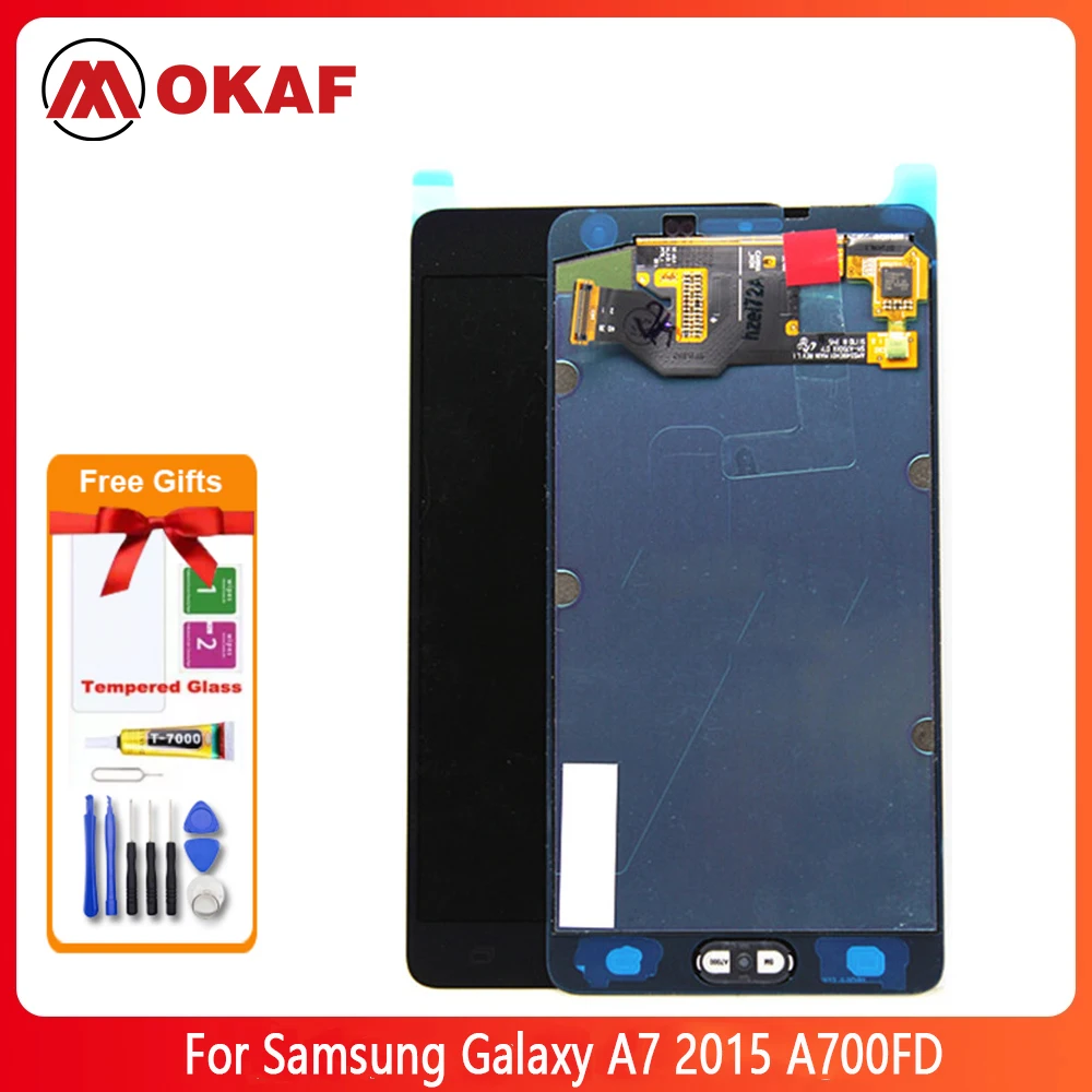 

OKANFU New Original For Samsung Galaxy A7 2015 A700FD LCD Display Touch Screen Digitizer Assembly A7000 A700H A700F A700 Replace