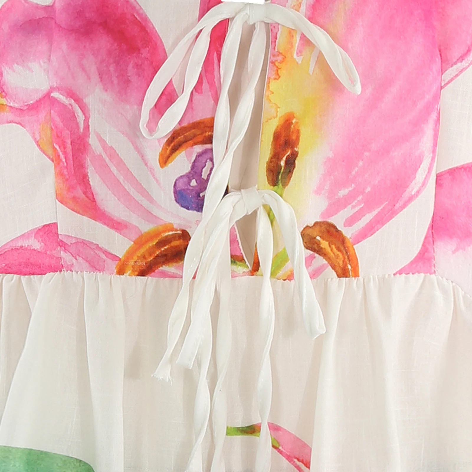 Женское летнее платье-трапеция с цветочным принтом коротким рукавом-фонариком