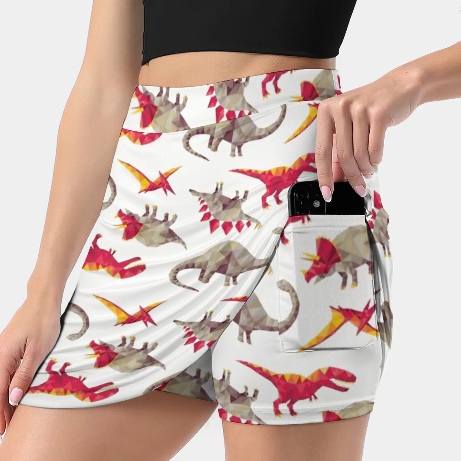 

Юбка женская спортивная с карманами, модная теннисная юбка для бега, T-Rex, тираннозавр, трицератопс, монстров