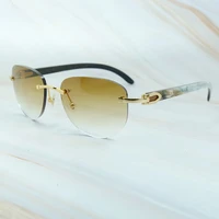 buffalo horn sunglasses men rimless wood sun glasses fashion vintage oval shades carter eyewear trending product