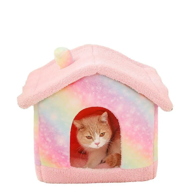 

Cat Bed Sleep House Warm Cave Dog Kennel & Removable Cushion Pad Soft Indoor Enclosed Tent Huts Sofa for Pet Cats Kittens Puppy