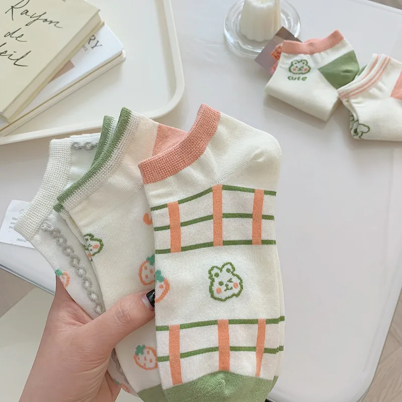 

1 Pair Women Summer Cotton Breathable Low Cut Ankle Boat Socks Female Invisible No Show Socks Animals Cartoon Cute Short Socks