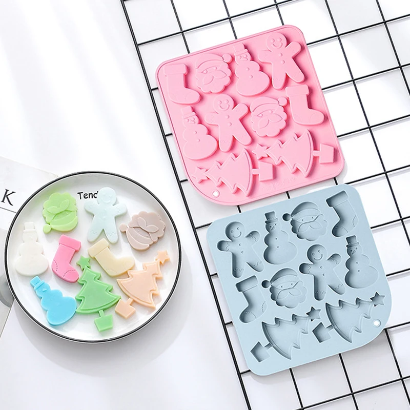 

Christmas Series Theme Silicone Mold Santa Snowman Sock Baking Chocolate Cake Mold Christmas Tree Cookie Baking Pan Kitchenware