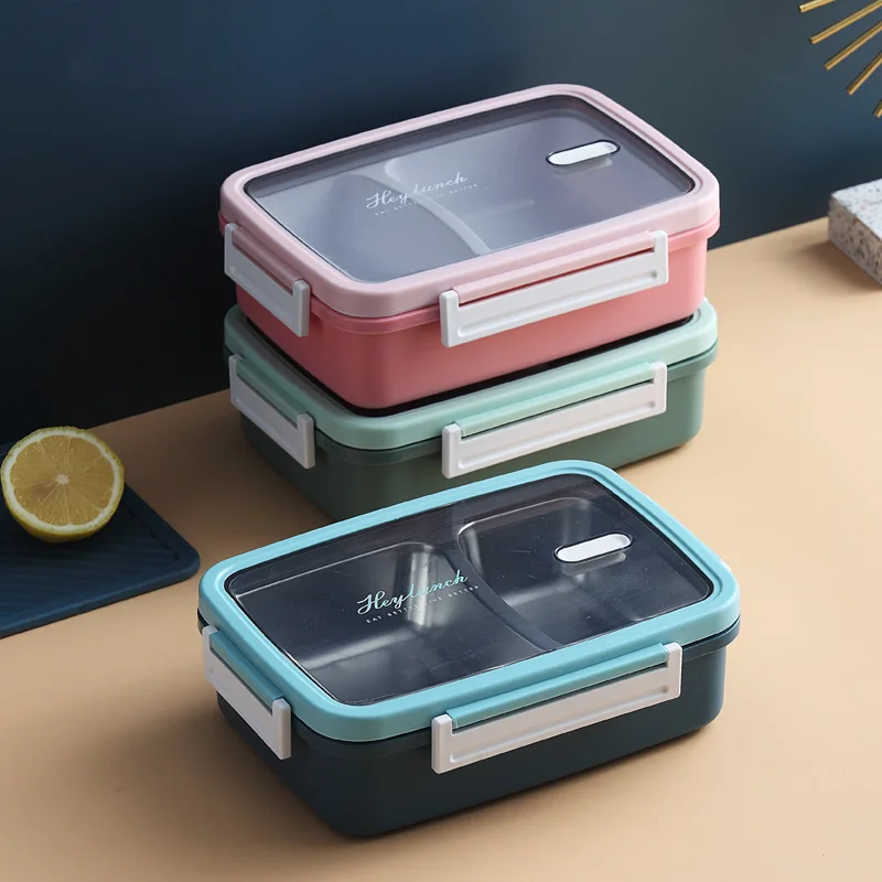 

1000ML Lunch Box Stainless Steel Microwave Oven Heating Lunch Box Plastic Sealed with Lid Office Workers Buckle Lunch Box