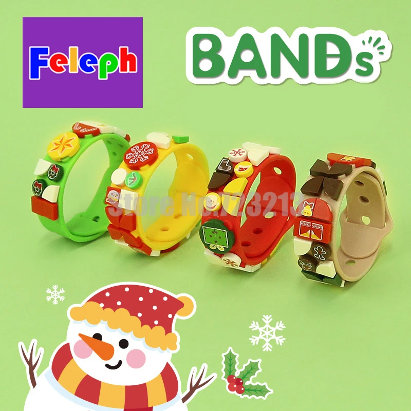 

Feleph Рождественский браслет, наручный браслет, сделай сам, пластиковые строительные блоки, креативные обучающие игрушки для детей 6507N 6508N