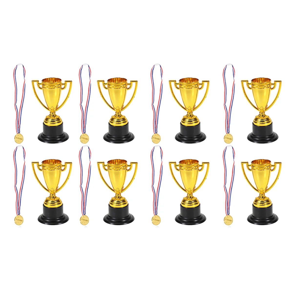 

Award Trophy Cups Medals Kids Reward Prizes Gift for Birthday Shower School Party Toys Bag Favor ( 8xTrophies+ 8xMedals )