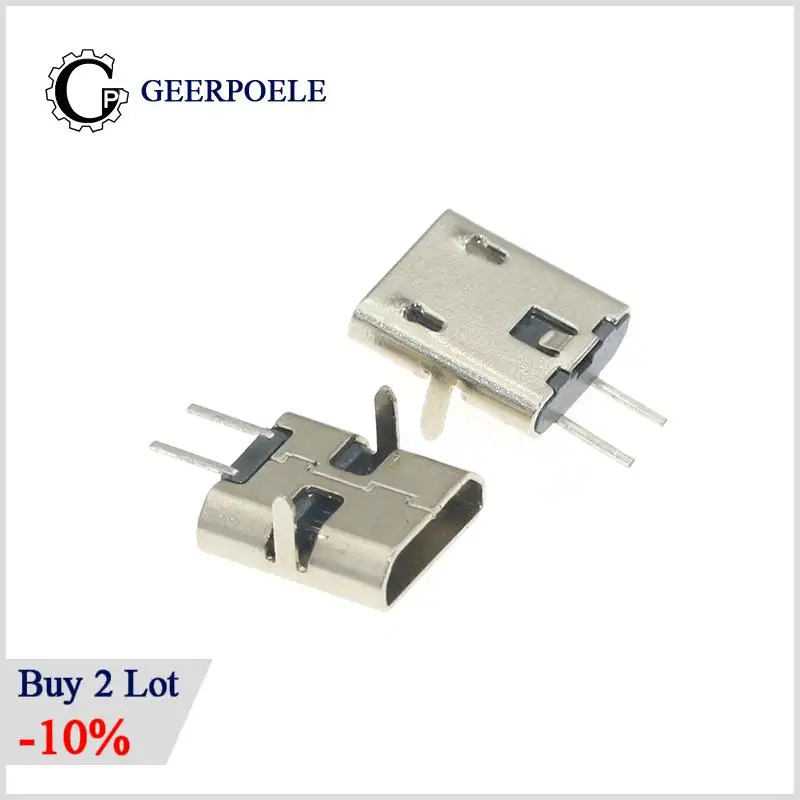 

20 pcs/lot USB 90 degree DIP 2 Pin USB Connectors Micro USB Connector Plastic Shell Jack Tail Sockect Mini Plug Terminals