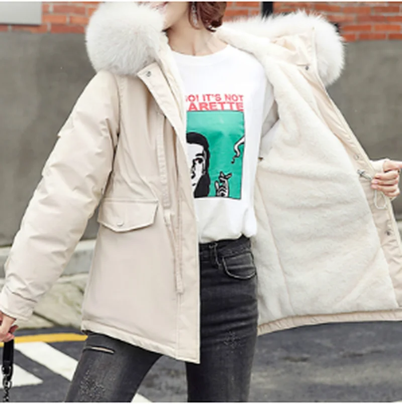 Casual Coat Parka Short Solid Jacket Women Cotton Padded Outwear Hooded New Women 2023 Fashion Winter Long Sleeves Female Jacket