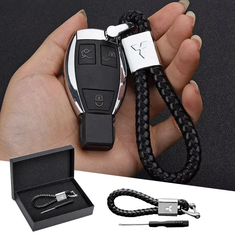 Автомобильная плетеная веревка металлические подарки кольца для ключей Mitsubishi