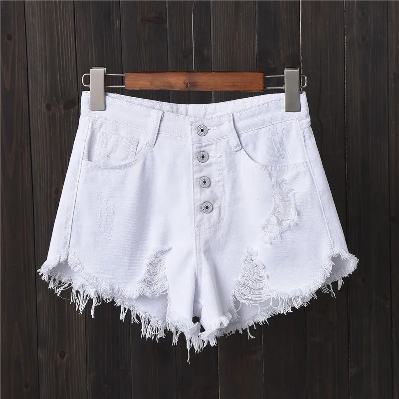 Summer Ripped Raw Edge Jeans Women Shorts Fashion Large Size High Waist Wide Leg  Booty Shorts Trend Shorts New Womens Clothing