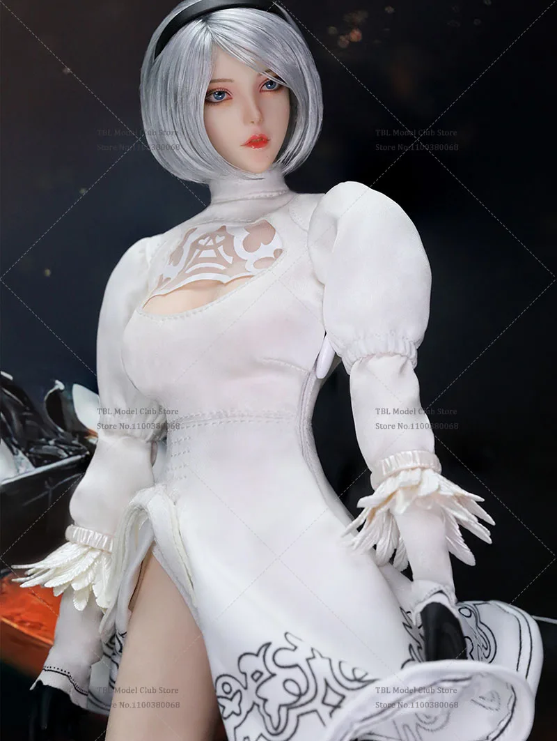 Фото WTOYS Масштаб 1/6 2B Sister NieR Белое платье с длинными рукавами Юрь 2B с резным ножом подходит для 12-дюймовой экшн-фигурки, модель куклы №4