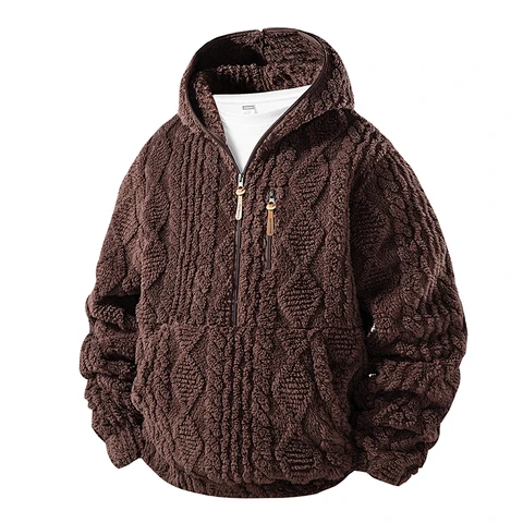 Мужской свитер с капюшоном на молнии, полосатый, свободные рукава-фонарики, пуловер с толстым карманом-кенгуру