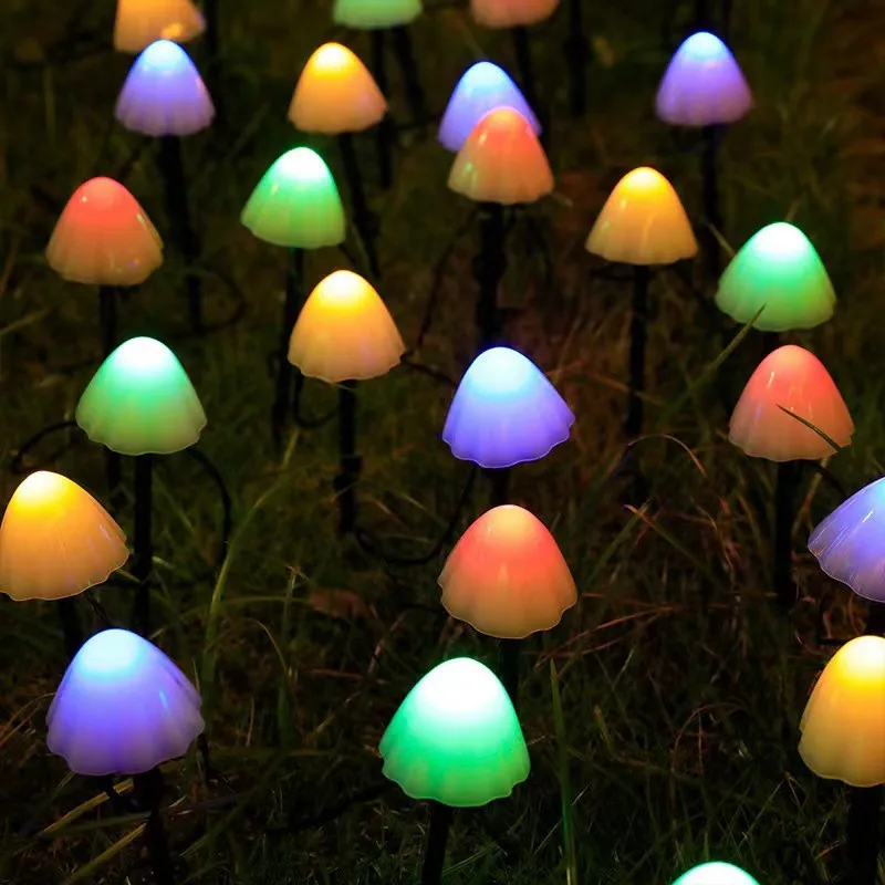 Solar Cute Mushroom Fairy Light Garlands Lighting Christmas Decoration Solar Garden Lawn Yard Patio Lamp Outdoor Waterproof Lamp