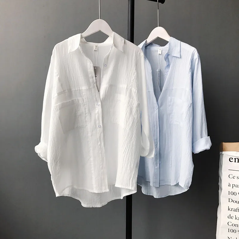

2021 Female Long Sleeve Solid T-Shirt Women Cotton White Tops Fashion Collar Tops Boyfriend Style Casual Loose Oversize Tshirts