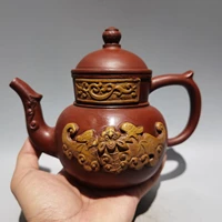 8 chinese yixing zisha pottery gourd shape bat animal pattern figure teapot purple clay pot kettle red mud ornaments