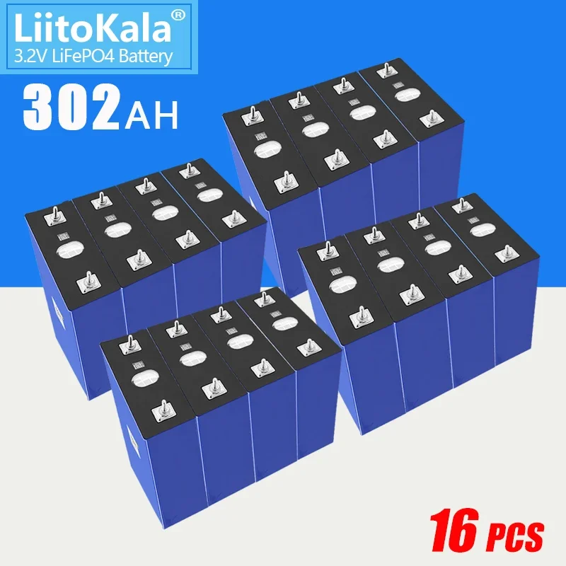 

16PCS 3.2V 302Ah Lifepo4 rechargeable battery Lithium Iron Phosphate DIY 12V 24V 310Ah Solar storage Electric car RV Inverter