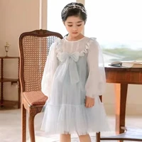 princess kids baby dress for girls fancy wedding dress long sleeved bowknot party birthday baptism dress for girl tulle dresses