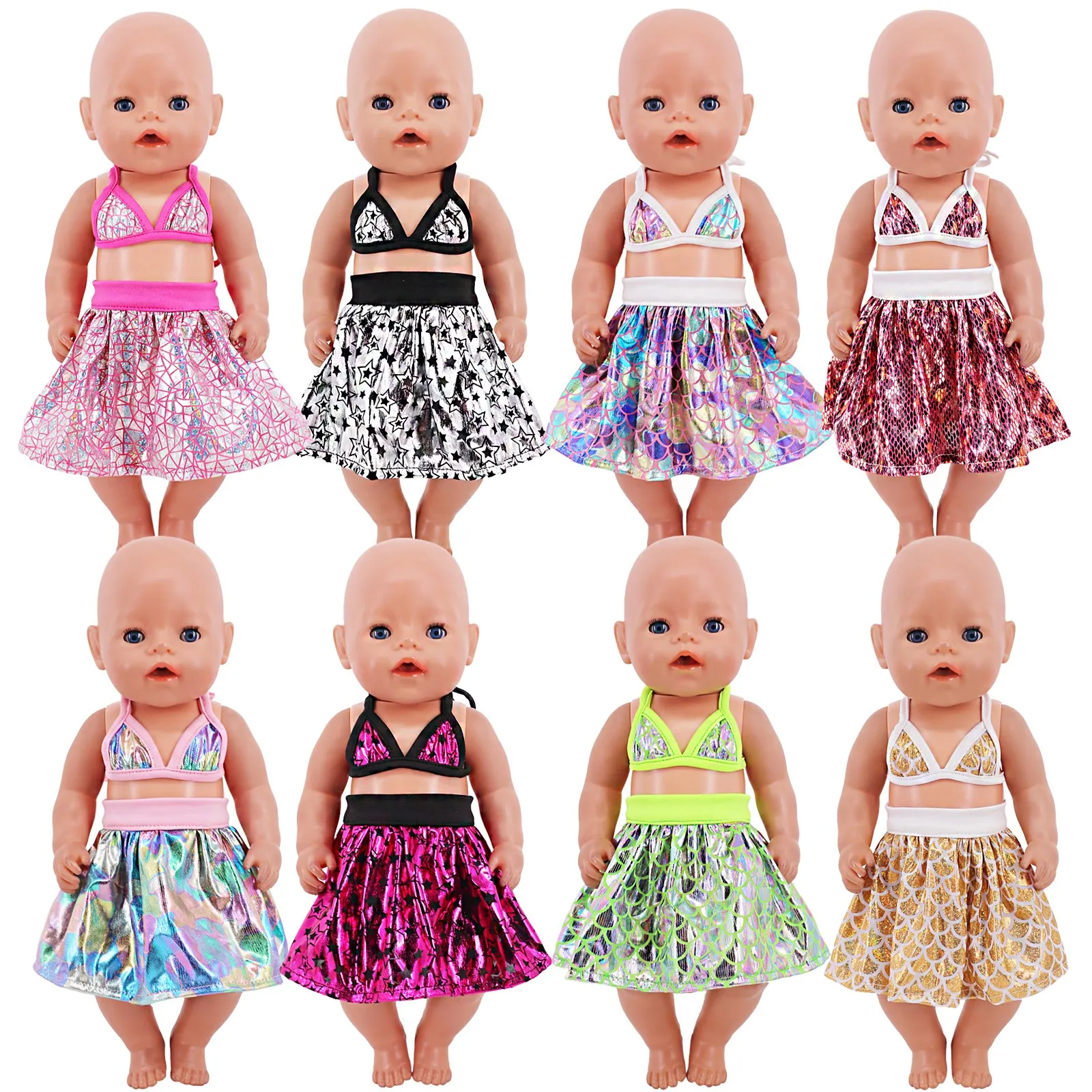 Cute Swimsuit For 43cm Born Baby Reborn & 18inch American Doll Clothes Doll Accessories Dress Pattern For Our Generation Toy