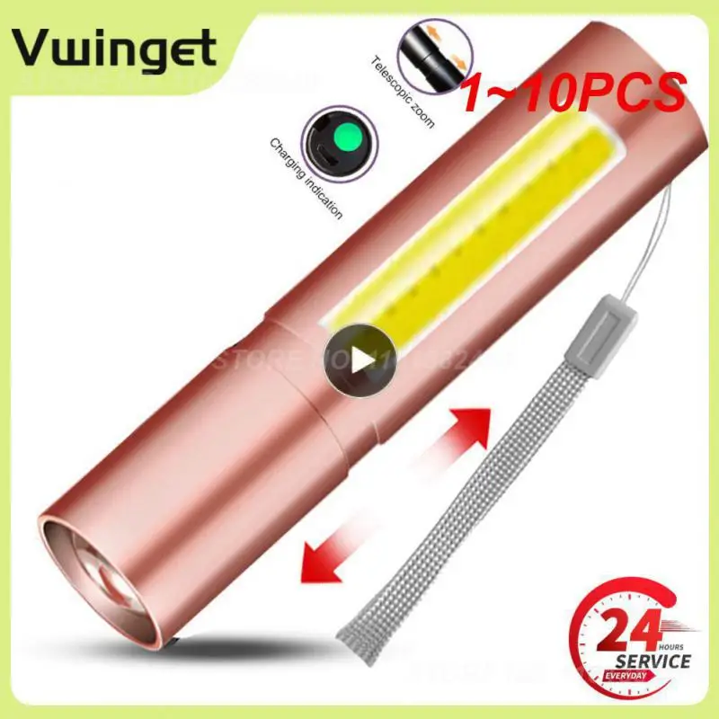 

1 ~ 10 шт. новый перезаряжаемый светодиодный мини-фонарик, 3 режима освещения, водонепроницаемый Телескопический мощный фонарик, уличный портативный зум