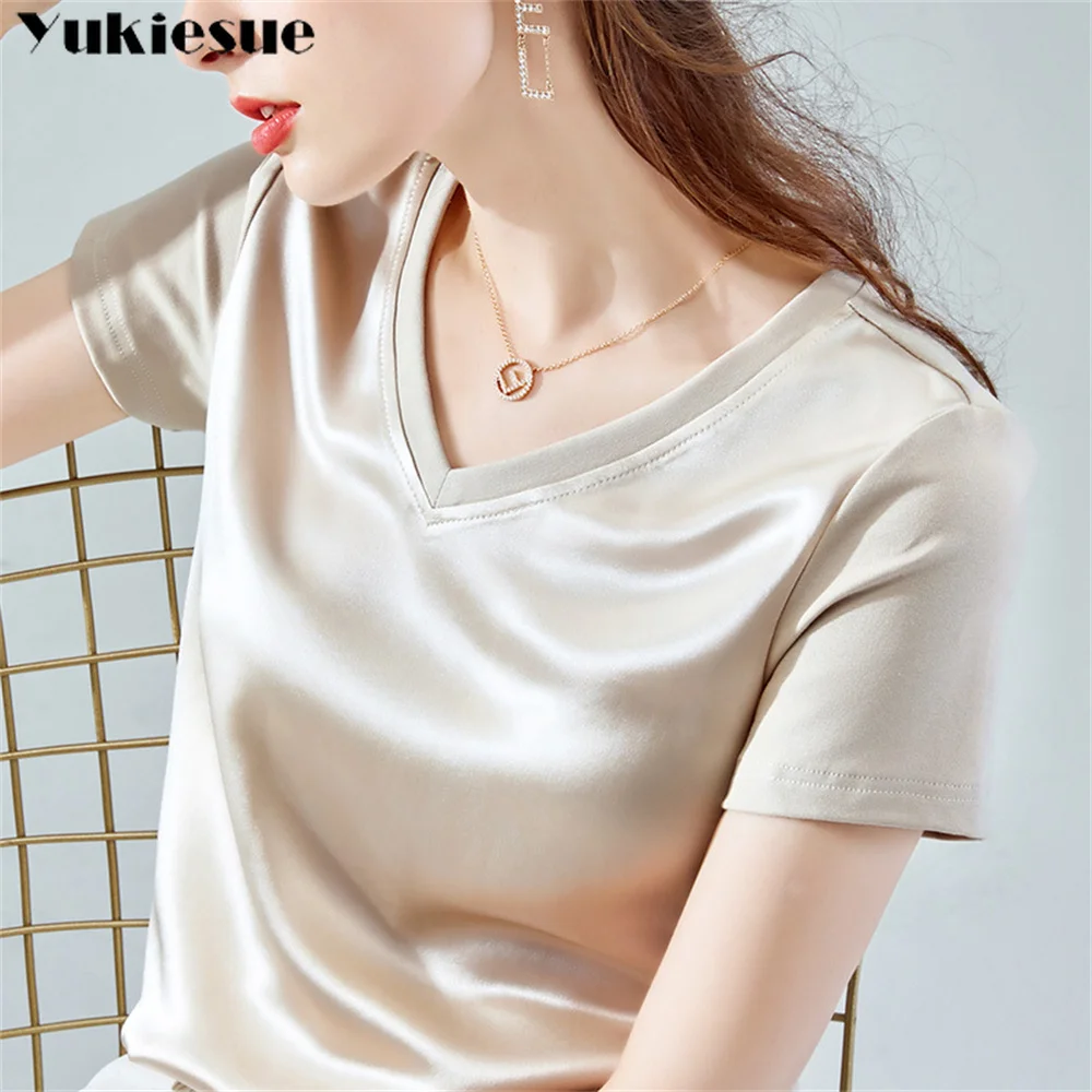 

harajuku blusas mujer de moda 2022 Blouses summer tshirts for women Top female T-shirt women's t-shirt satin tops t shirt