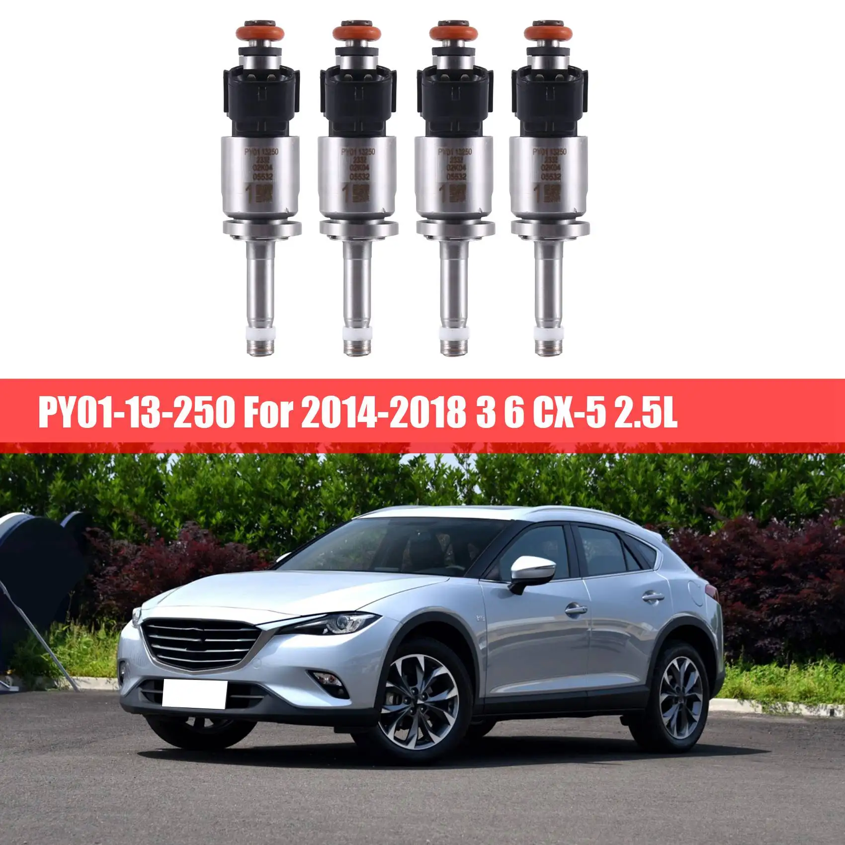 4 шт. Форсунка топлива PY01-13-250 PY 0113250 на 2014-2018 годы Mazda 3 6 CX-5 2.5L