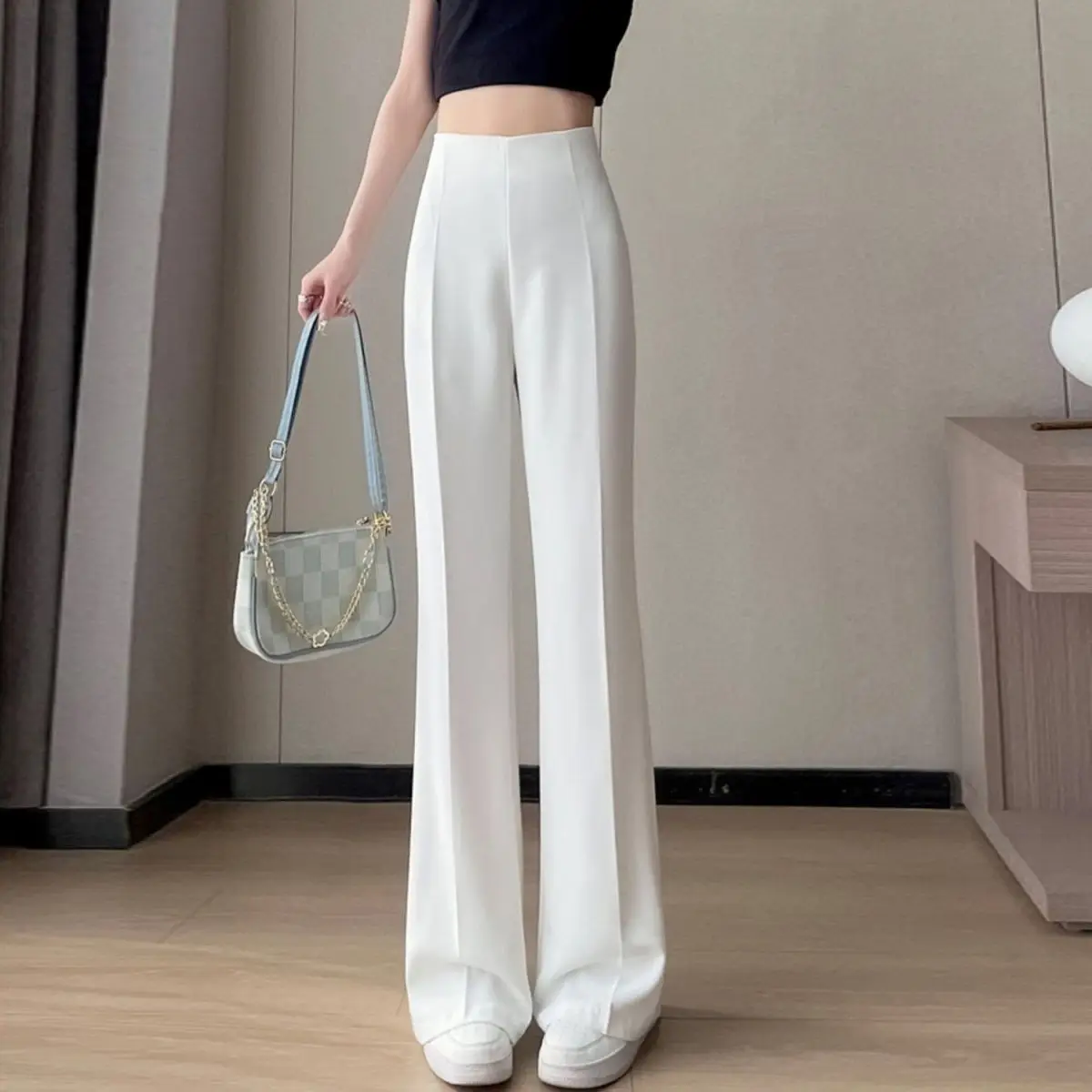 2023 New Spring Auumer Korean Vintage Solid Loose Suit Pants Fashion Casual Female High Waist Casual Wide Leg Trousers X99
