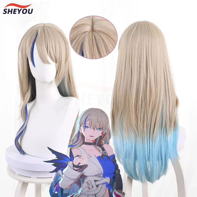 

Высококачественные парики для косплея Serval Game Honkai Star Rail длинные коричневые градиентные синие термостойкие синтетические волосы парик + шапочка парик