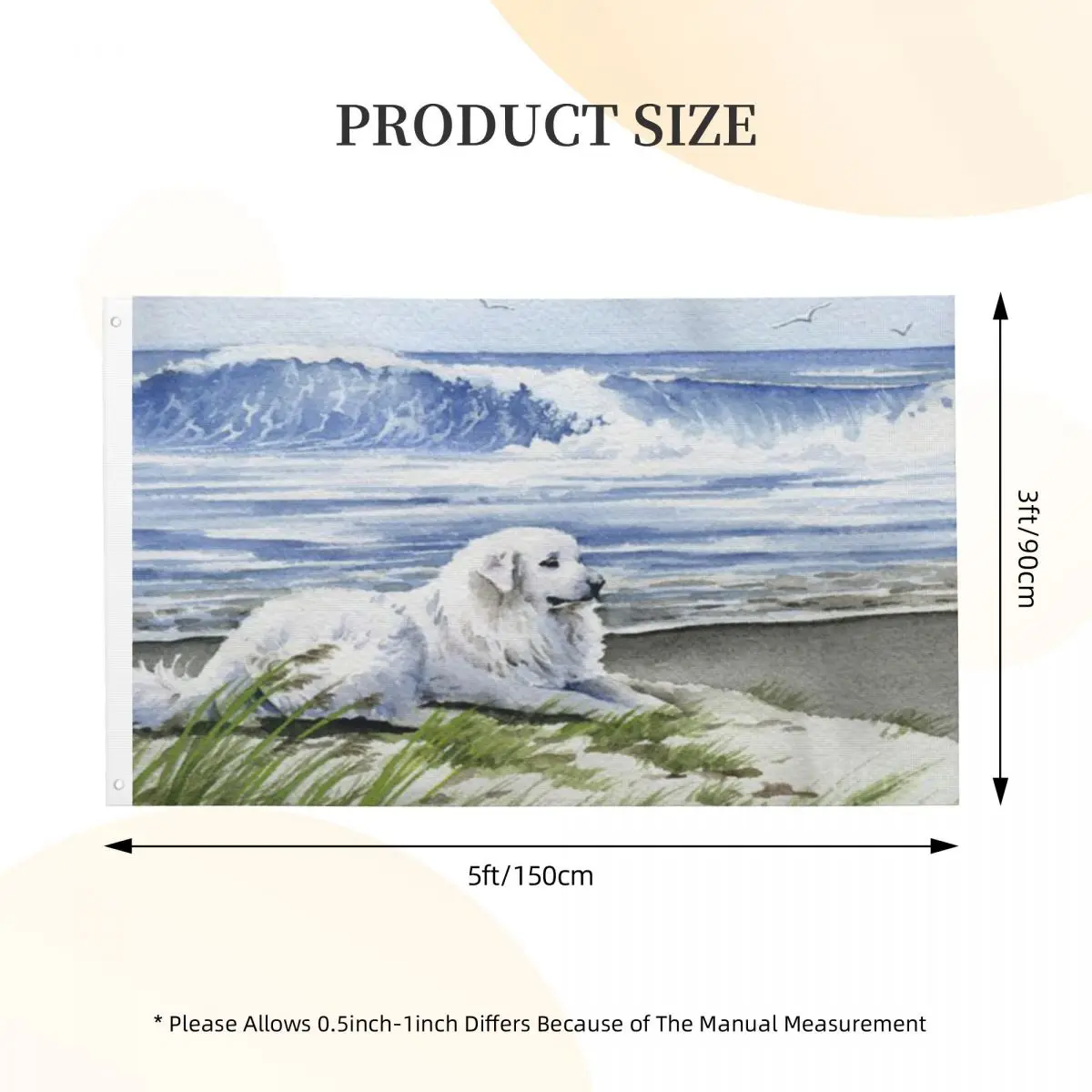 

Great Pyrenees At The Beach David Rogers Duplex Print One Flag For Decoration