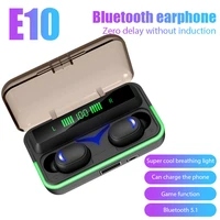 e10 bluetooth v5 1 earphones with usb charging box power screen 8d sound tws wireless earbuds with microphone for smartphones